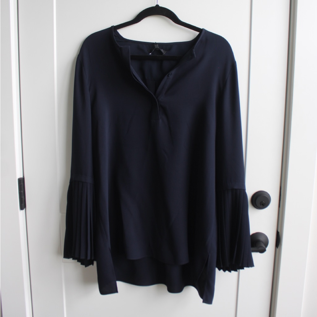 Nwt Lafayette Navy Long Sleeve Blouse